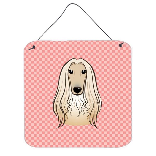 Micasa Checkerboard Pink Afghan Hound Aluminum Metal Wall Or Door Hanging Prints6 x 6 In. MI759170